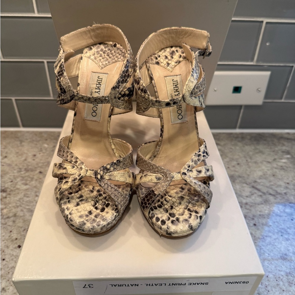 Jimmy Choo Natural Snake Print Heels